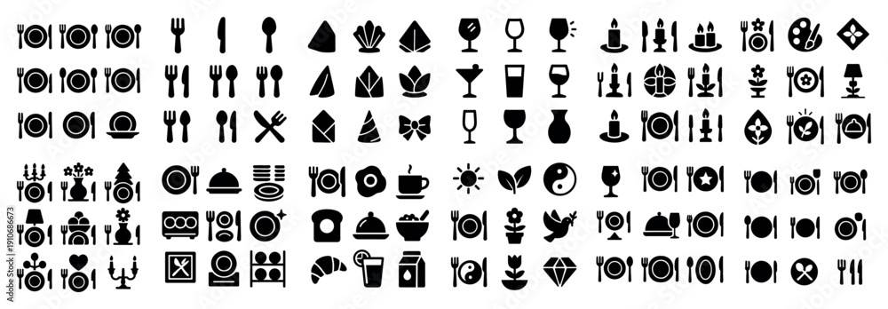 Fototapeta premium Elegant dining icon set for restaurants