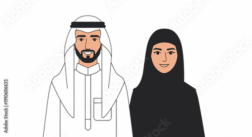 Middle Eastern man and woman in traditional clothing.
