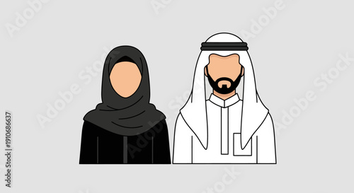 Middle Eastern man and woman in traditional clothing.