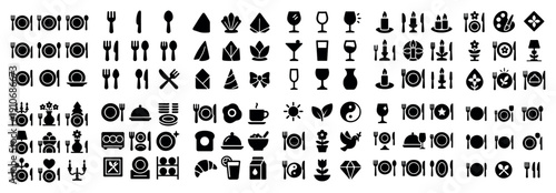 Elegant dining icon set for restaurants