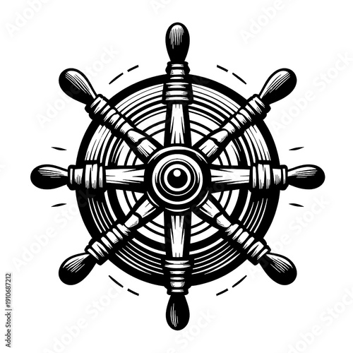 steering wheel on a ship