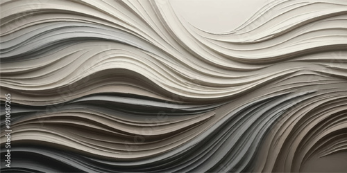 An abstract pattern of wavy lines creates a textured background featuring a stacked pile of old business documents, magazines, and newspapers in a closeup office file heap