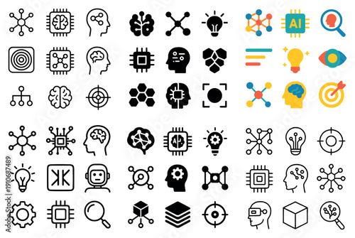 Ai and tech icon set