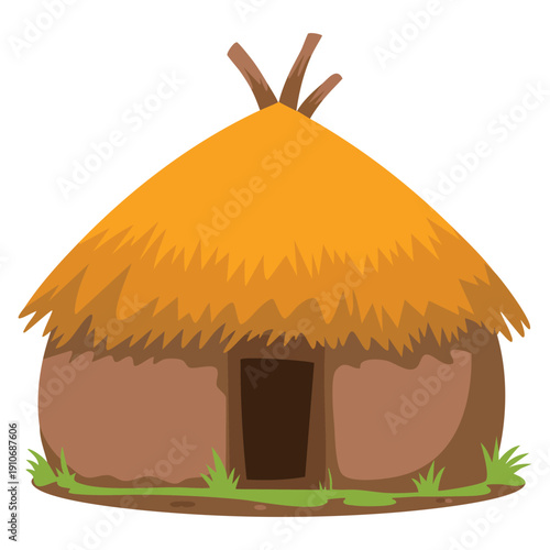 Vector illustration of traditional Masaai mud hut in cartoon style isolated on white background from traditional houses of the world series