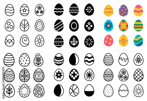 Colorful easter egg designs collection