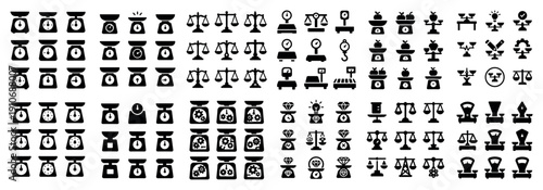 Vintage scales and weights icon set