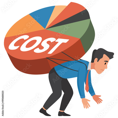 Vector illustration representing strategic cost management development with database cost analysis and optimized technology development business concept