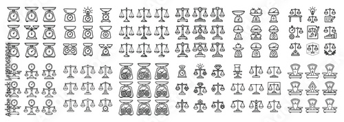 Vintage scale and balance icon collection