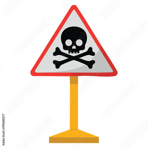 Vector illustration style skull danger road sign warning symbol suitable for hazard alert safety signage toxic risk danger zones and warning design concepts