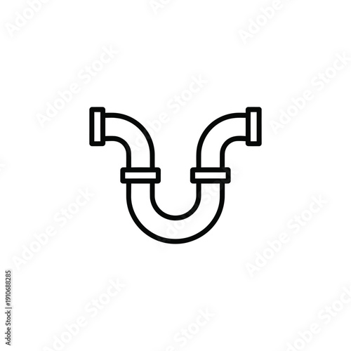 Simple black outline of a plumbing u bend pipe fitting illustration