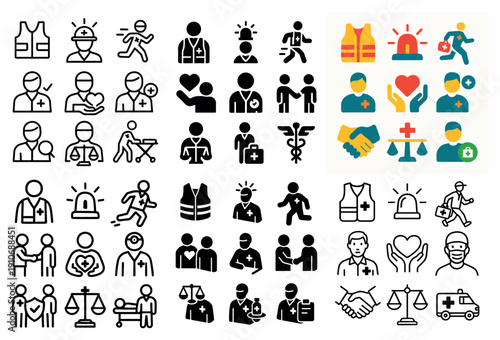 Emergency and healthcare icon set