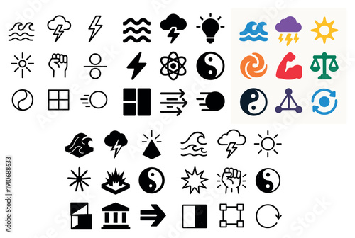 Weather and nature symbol icons collection