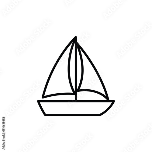 Simple line drawing of a sailboat on a white background