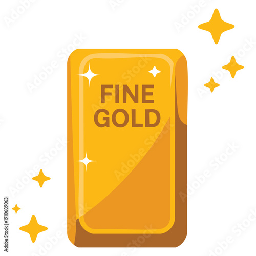 Vector isolated illustration of fine gold bar ideal for investment finance wealth banking precious metal and economic security themed artwork