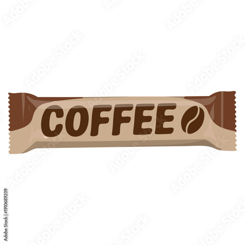 Vector isolated illustration of instant coffee sachet stick packet suitable for drink packaging caffeine beverage branding and product visuals