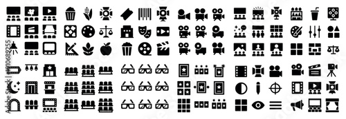 Cinema and movie icon set for designers