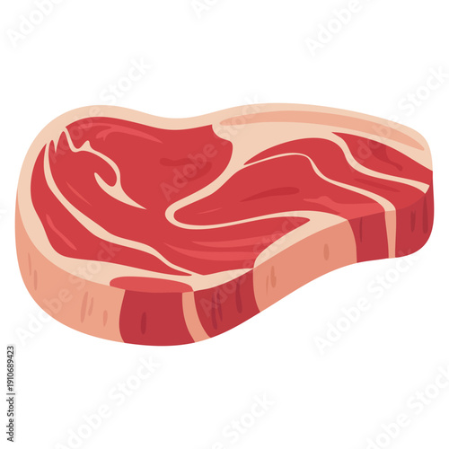Vector isolated illustration of raw steak meat suitable for food ingredient butcher cooking grill protein and meat product design