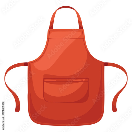 Vector isolated illustration of red apron ideal for kitchen cooking restaurant uniform baking chef apparel and food service themed artwork