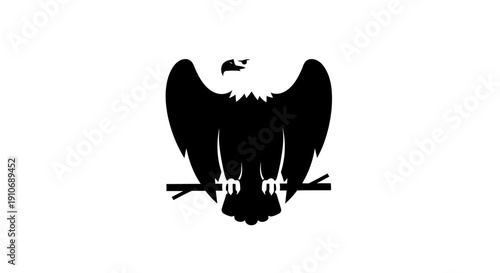 Black Eagle Silhouette with Outstretched Wings.