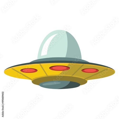Vector isolated illustration of UFO ideal for space alien science fiction mystery and extraterrestrial design projects
