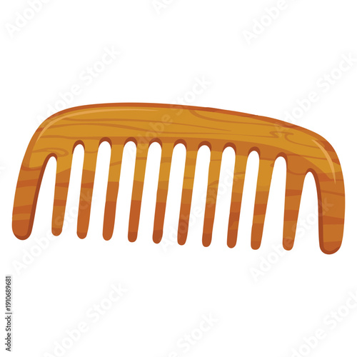 Vector isolated illustration of wooden comb ideal for hair care grooming beauty accessories barber shop visuals and natural product themed artwork