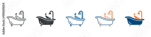 Bathtub Icon Set Multiple Style Collection