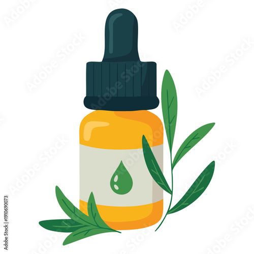 Vector tea tree oil flat icon on white transparent background created for several purposes such as natural skincare branding UI UX websites packaging visuals and print design