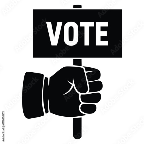 Vote banner hand icon simple vector showing report happy concept with voting machine state place theme ideal for election participation civic duty and public decision visuals