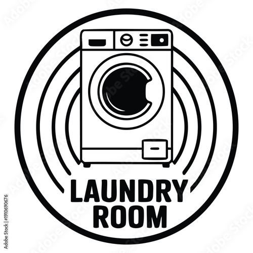 Wash machine laundry room logo simple vector illustration for web design isolated concept ideal for cleaning service home appliance and household branding visuals