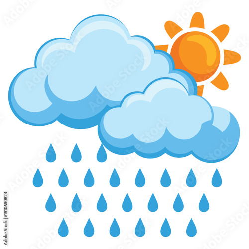 Weather icon in vector design showing sunny rainy day concept representing forecast climate conditions and seasonal changes for dashboard app and informational graphic use
