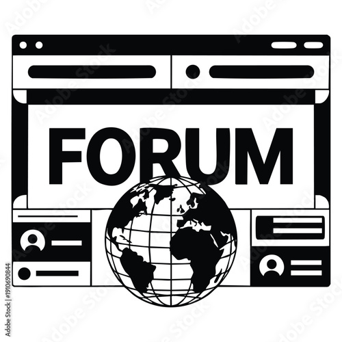 Web forum icon simple vector illustration representing online business social meeting communication discussion and community interaction platforms