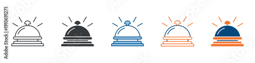 Hotel Bell Icon Set Multiple Style Collection