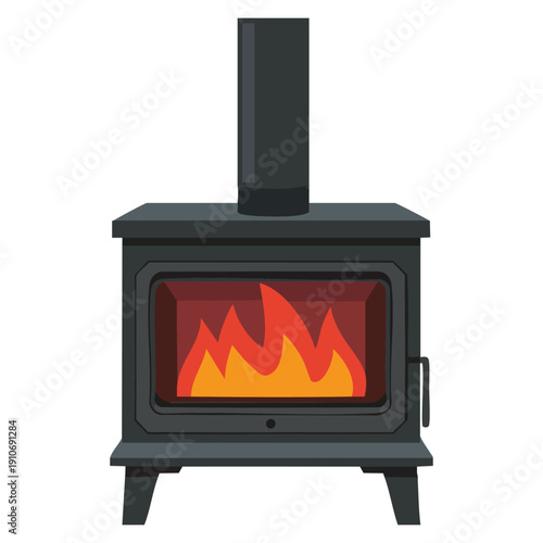 Wood burning stove vector isolated illustration perfect for home heating fireplace equipment winter interior design rustic decor and cozy living themed projects