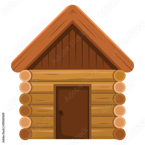 Wooden cabin flat clipart vector illustration isolated design element perfect for mountain travel nature tourism rural living backgrounds and outdoor lifestyle themed visuals