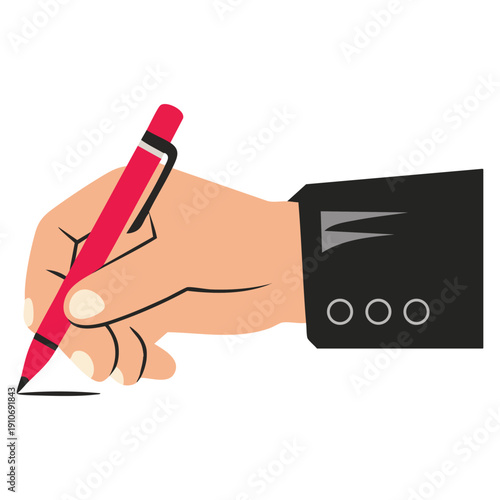 Writing hand red pen icon flat illustration of writing hand red pen vector icon created for web design interfaces education content editing tools and digital UI visuals
