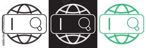 Search and Analytics Icon Set Vector. Collection of search, rating and analytics vector icons in black and green, ideal for SEO, web and app interface design.EPS10/AI.