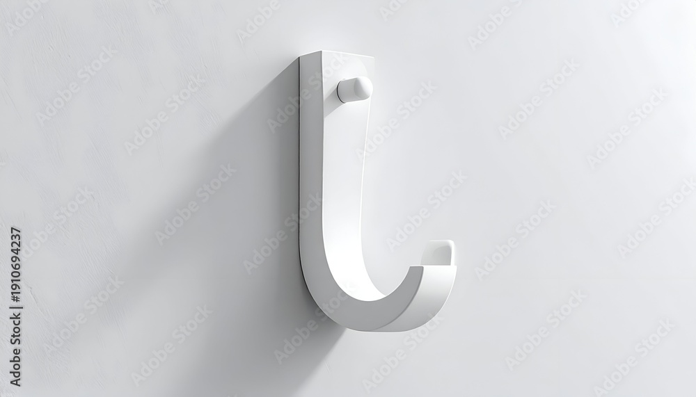 custom made wallpaper toronto digitalMinimalist, all-white hook mounted on a textured white wall, catching sunlight