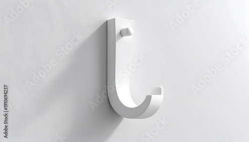 Wallpaper Mural Minimalist, all-white hook mounted on a textured white wall, catching sunlight Torontodigital.ca