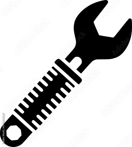 Wrench tool icon for mechanic repair maintenance and industrial workshop hardware equipment – Black and White Vector Illustration