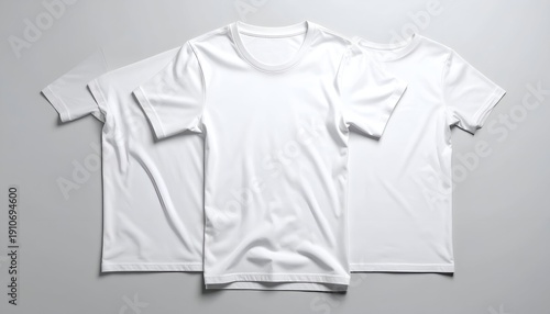 Wallpaper Mural Three plain white t-shirts arranged on a neutral gray surface, soft lighting Torontodigital.ca