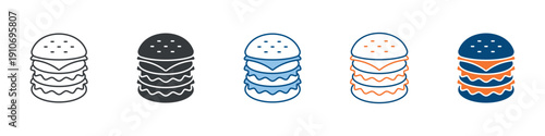 Burger Icon Set Multiple Style Collection