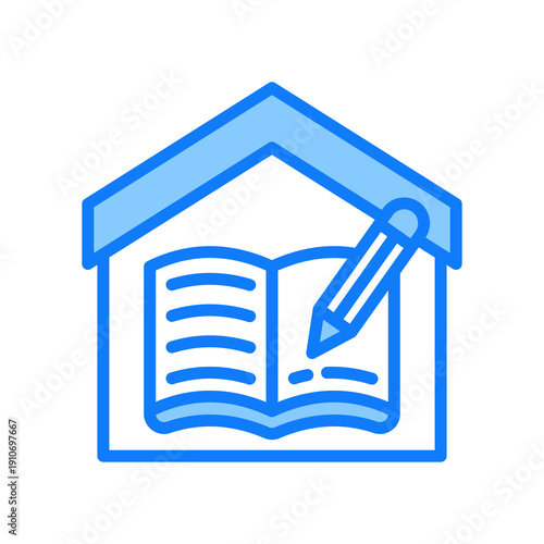 Homework blue icon  Vector Illustration  