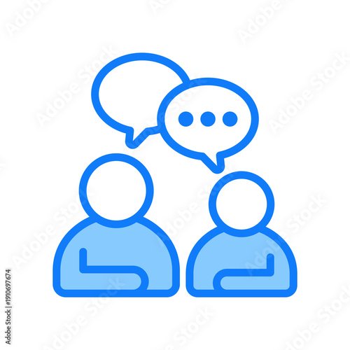 Discussion blue icon  Vector Illustration  