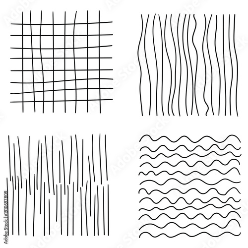 Hand-drawn doodle set of lines on a white background.