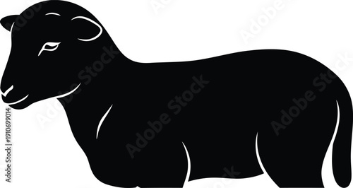 Peaceful Paschal Lamb Silhouette - Religious Easter Symbol Black and White Art
