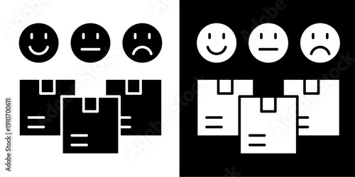 Customer Feedback Icon Set White Glyph Style Collection