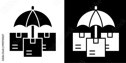 Cargo Insurance Icon Set White Glyph Style Collection