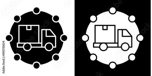 Logistics Network Icon Set White Glyph Style Collection