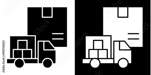 Freight Transport Icon Set White Glyph Style Collection