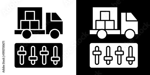 Freight Management Icon Set White Glyph Style Collection